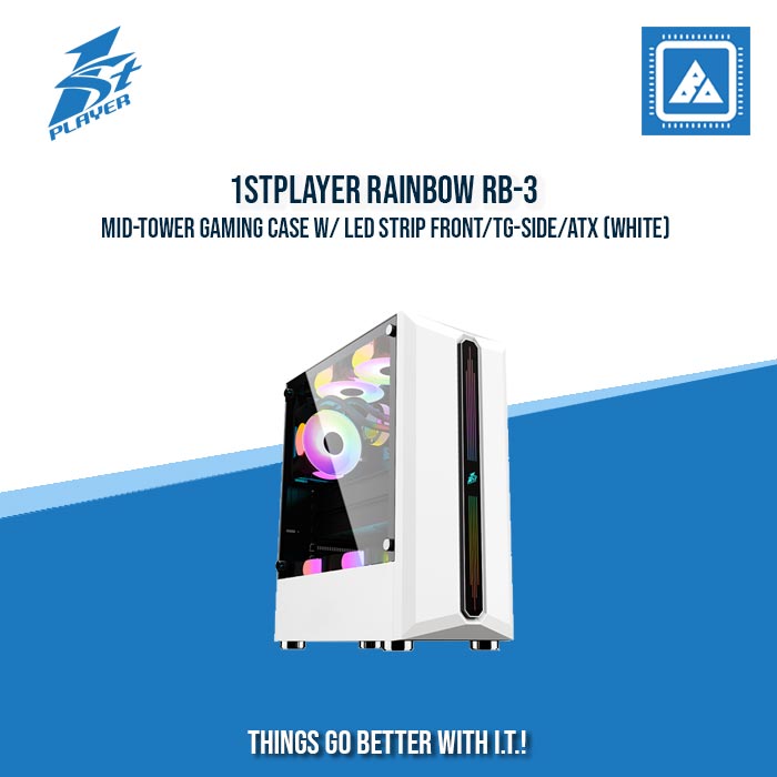 1STPLAYER RAINBOW RB-3 MID-TOWER GAMING CASE W/ LED STRIP FRONT/TG-SIDE/ATX (WHITE) 1STPLAYER RAINBOW RB-3 MID-TOWER GAMING CASE W/ LED STRIP FRONT/TG-SIDE/ATX (WHITE)